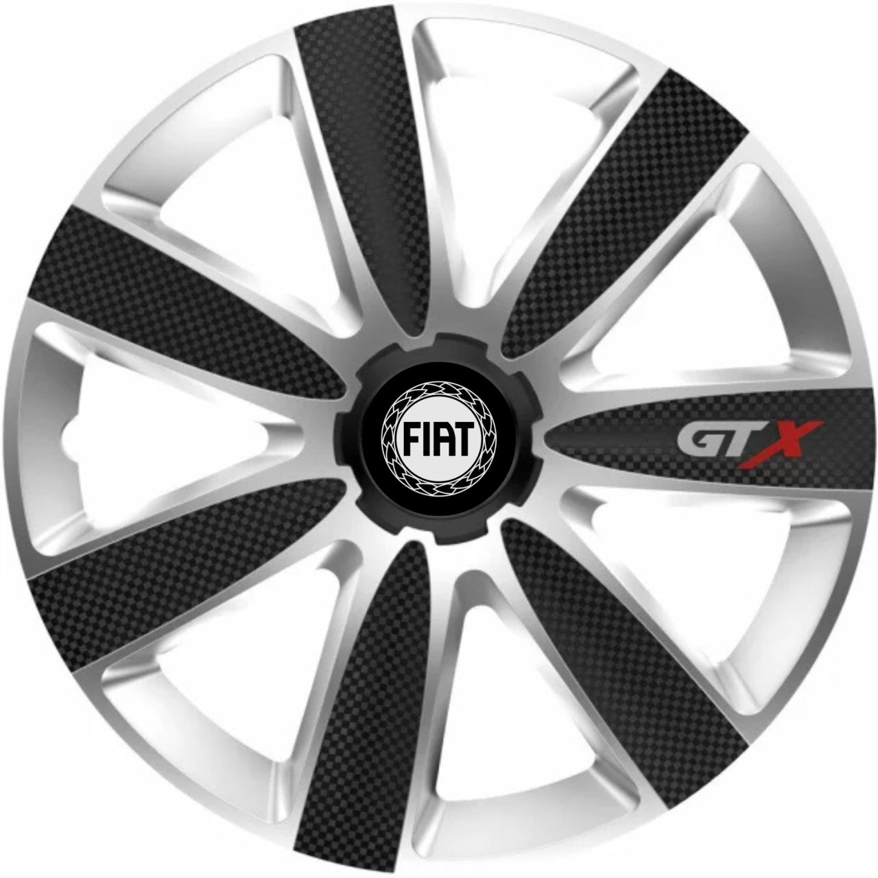 Set 4 Capace Roti GTX Carbon Gri-Negru R17, Pentru Fiat