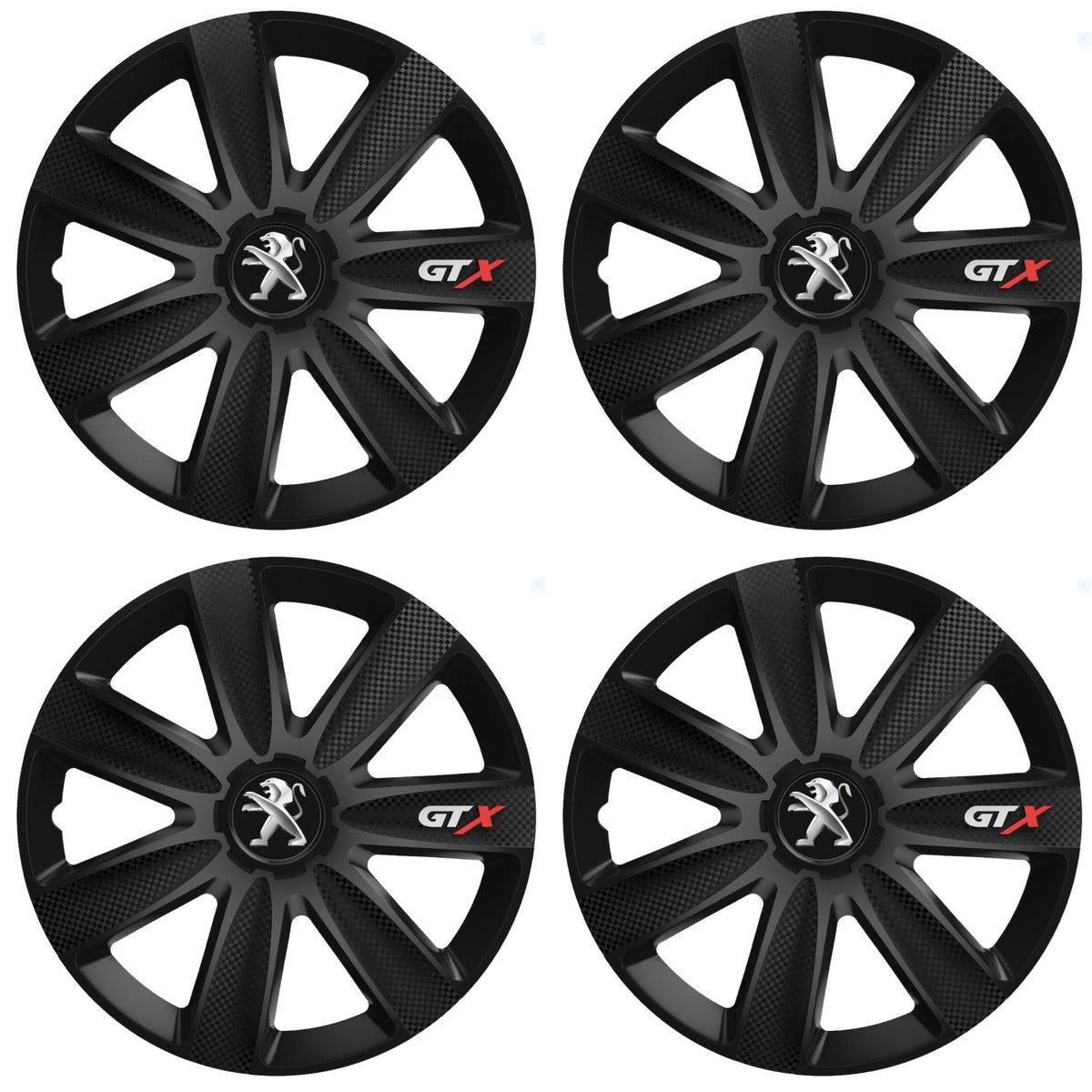 Set 4 Capace Roti GTX Carbon Negru R14, Pentru Peugeot