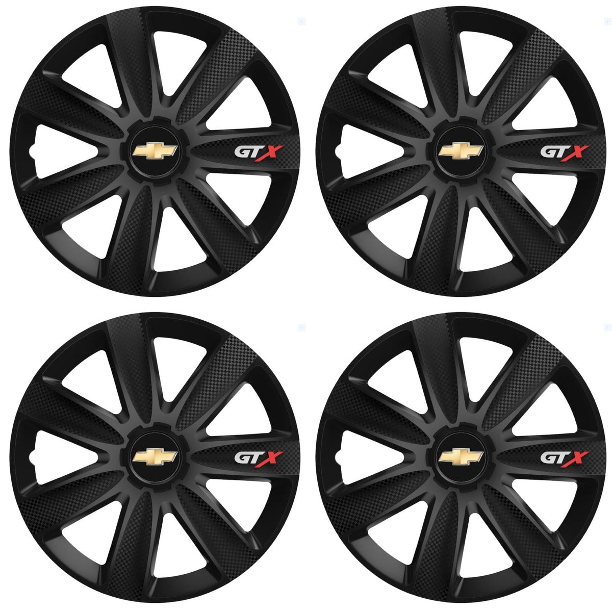 Set 4 Capace Roti GTX Carbon Negru R15, Pentru Chevrolet