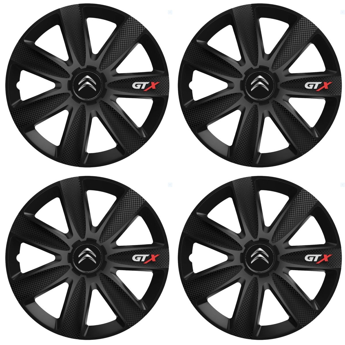 Set 4 capace Roti Gtx Carbon Negru R15, Pentru Citroen