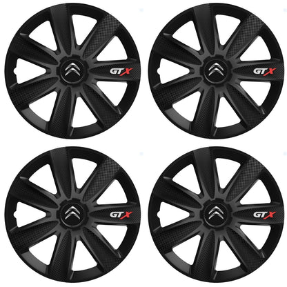 Set 4 capace Roti Gtx Carbon Negru R15, Pentru Citroen