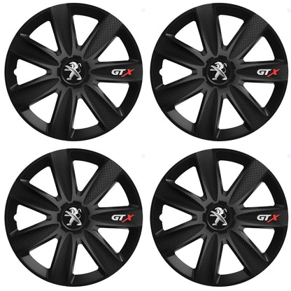 Set 4 Capace Roti GTX Carbon Negru R15, Pentru Peugeot