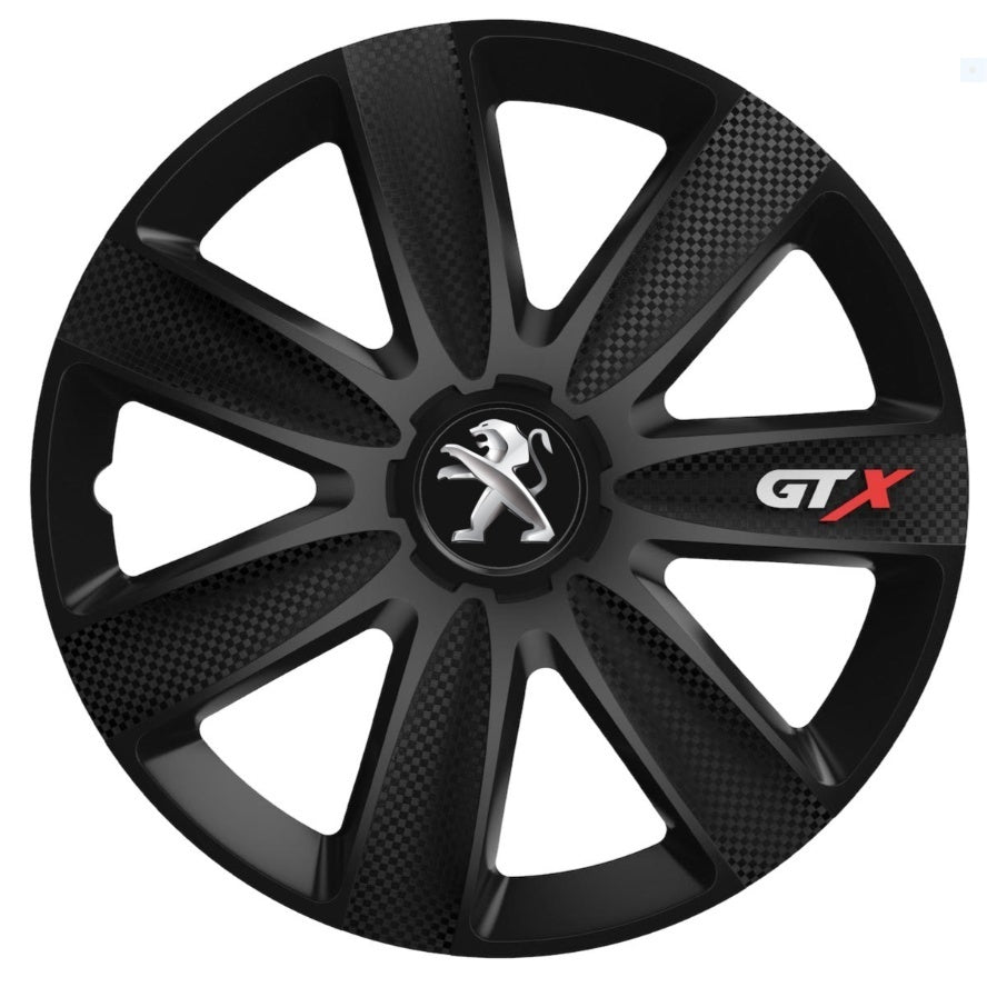 Set 4 Capace Roti GTX Carbon Negru R16, Pentru Peugeot