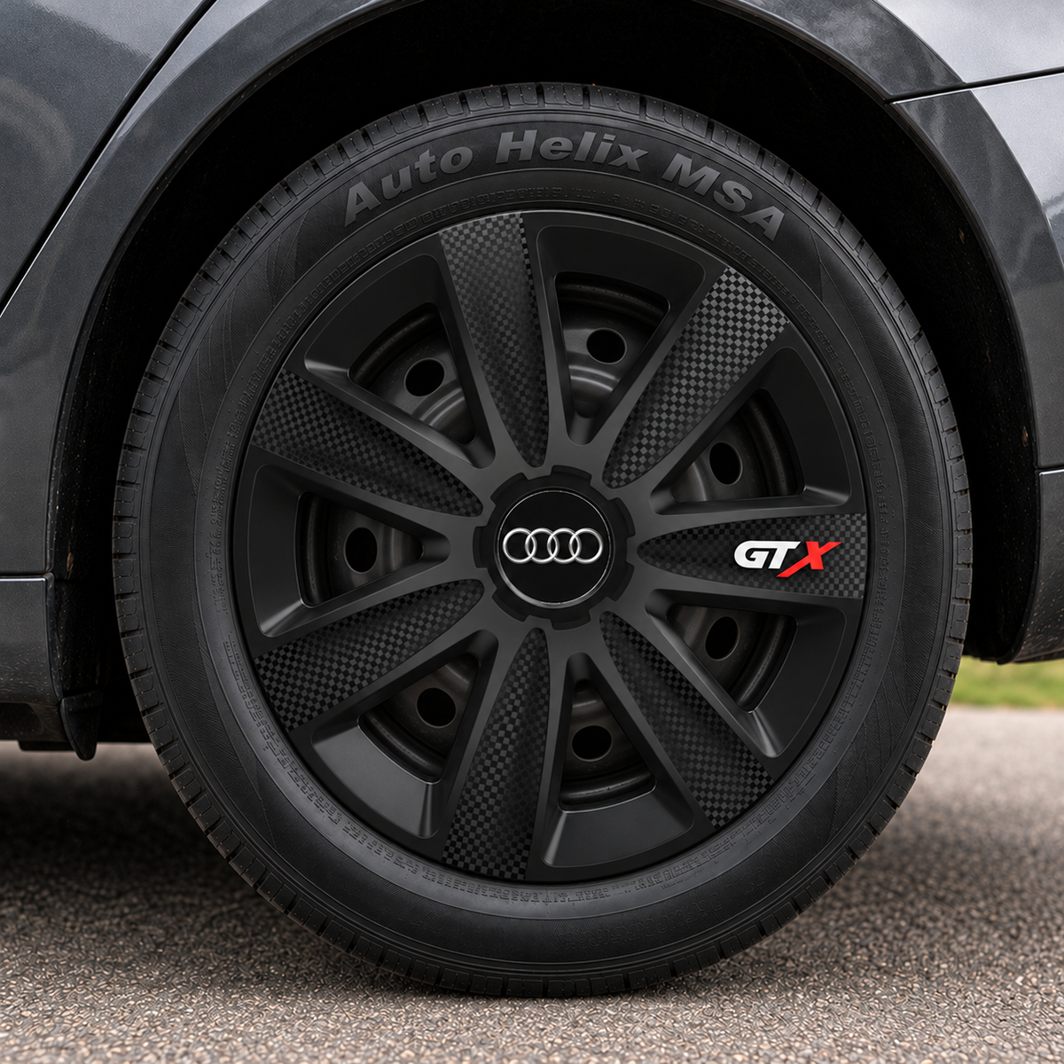 Set 4 capace Roti Gtx Carbon Negru R17, Pentru Audi