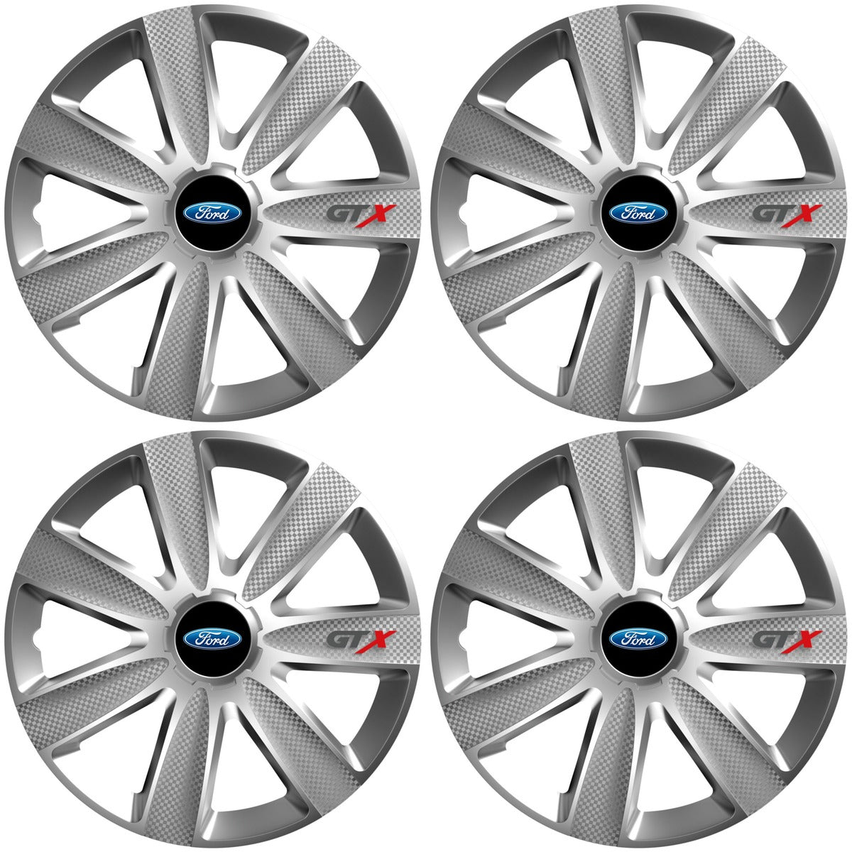 Set 4 Capace Roti GTX Gri R15, Pentru Ford
