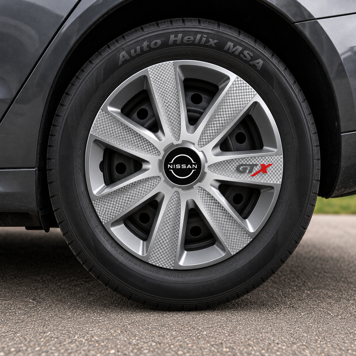 Set 4 Capace Roti GTX Gri R17, Pentru Nissan Nou