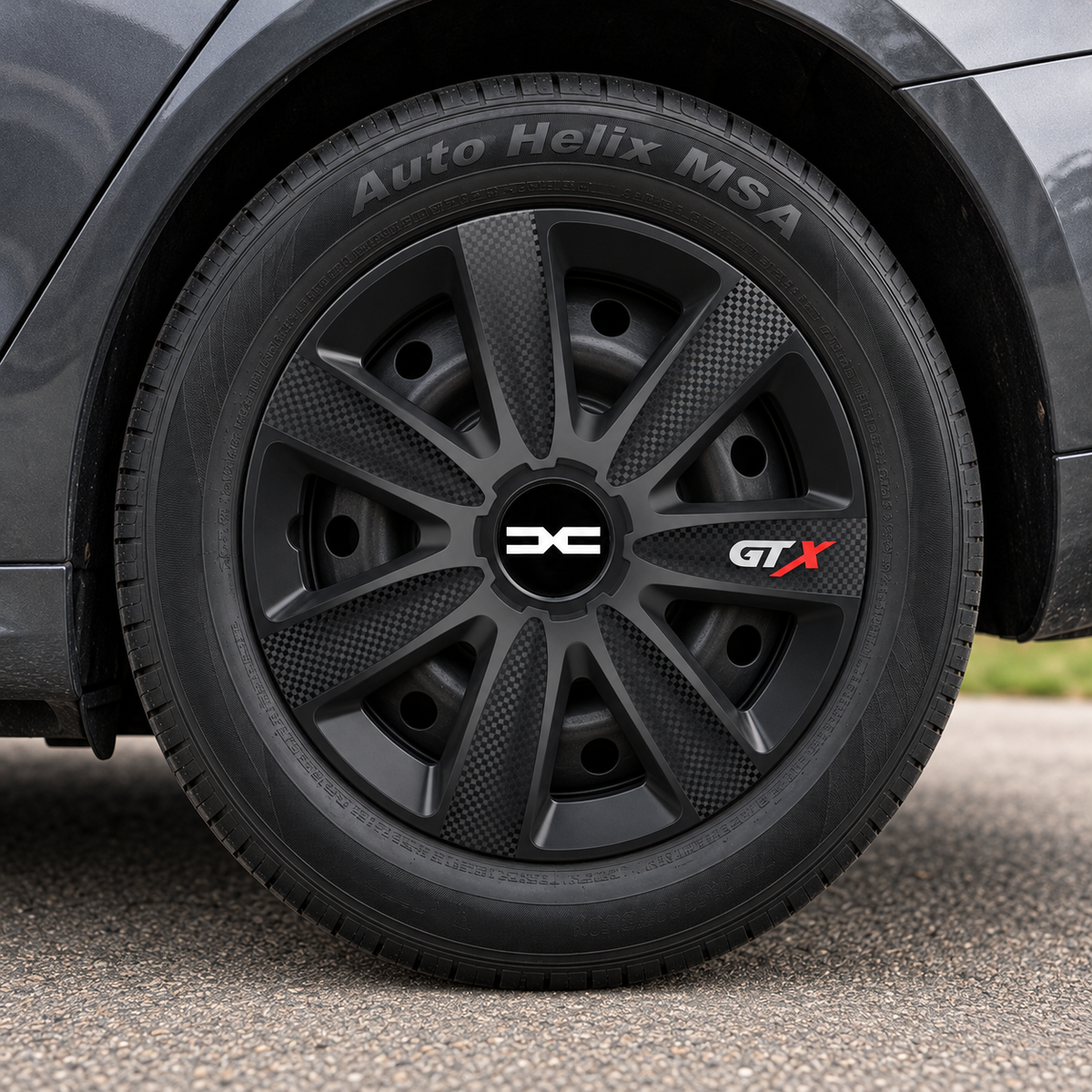 Set 4 Capace Roti GTX Negru Carbon Dacia new, R14