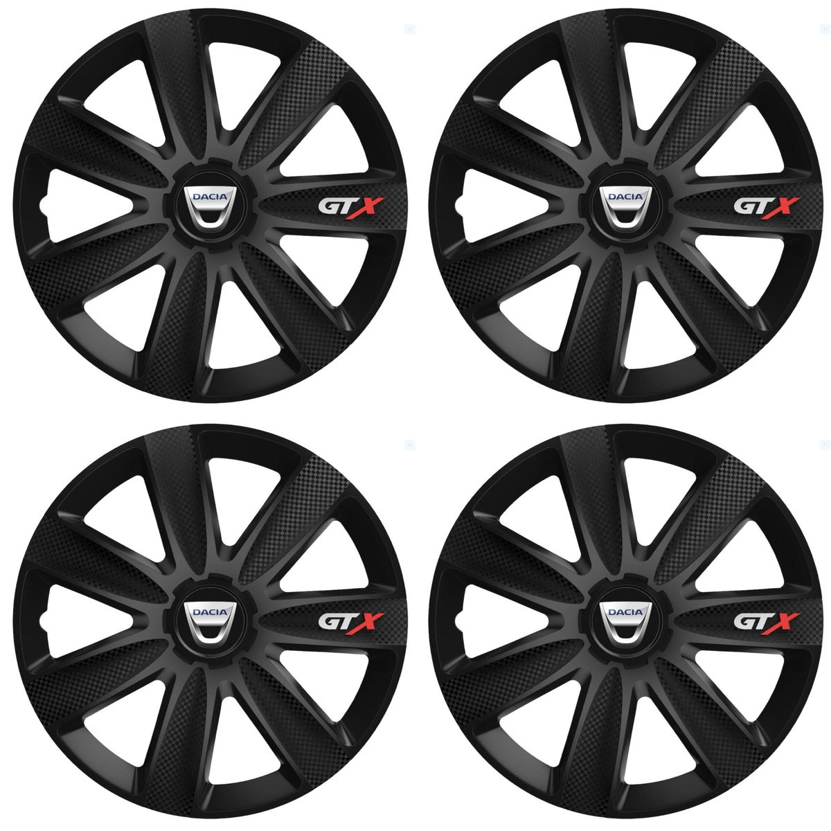 Set 4 Capace Roti GTX Negru Carbon Dacia, R15