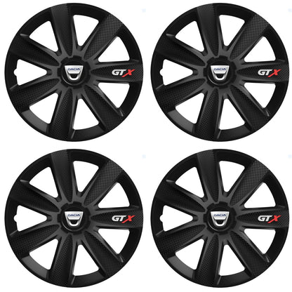 Set 4 Capace Roti GTX Negru Carbon Dacia, R15