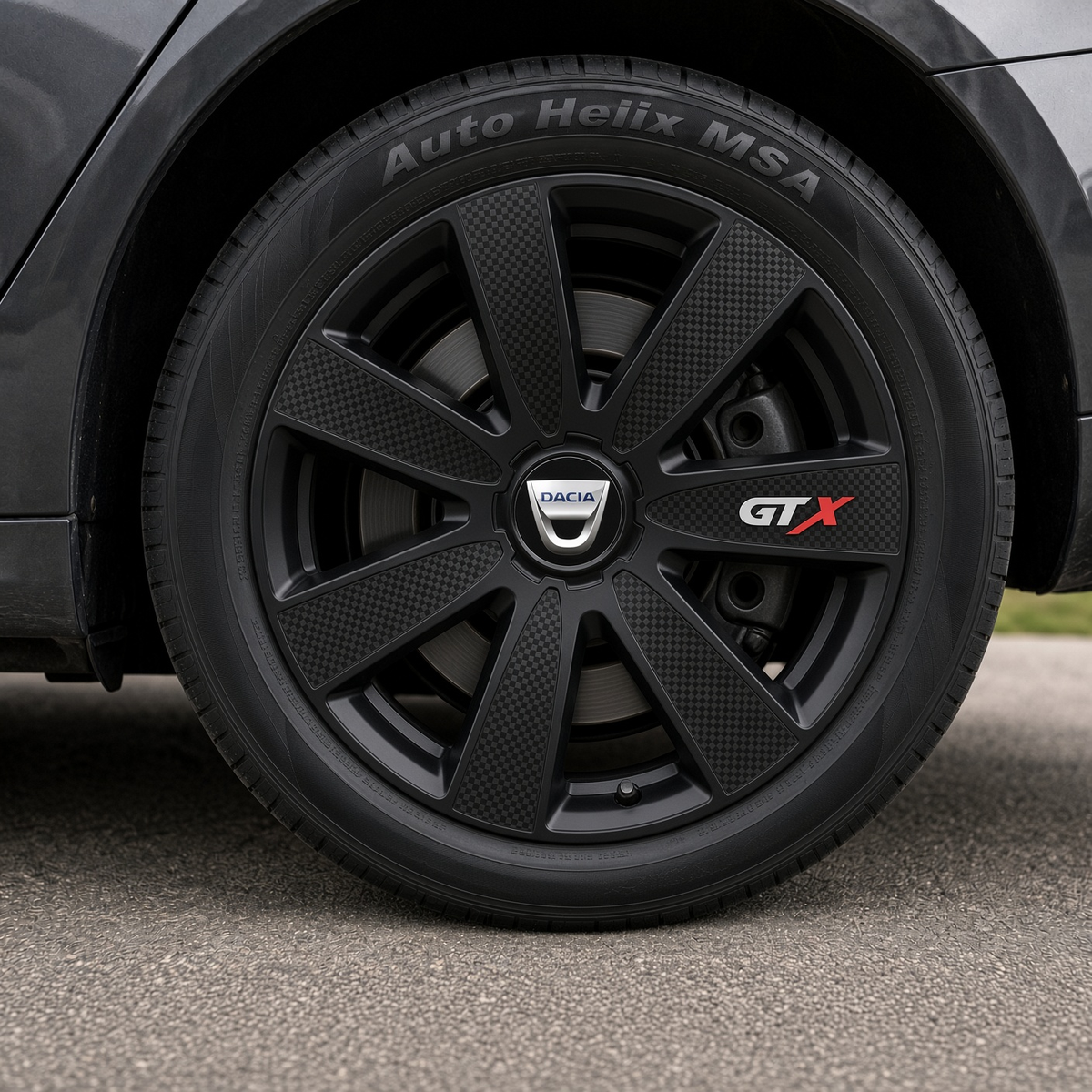 Set 4 Capace Roti GTX Negru Carbon Dacia, R15