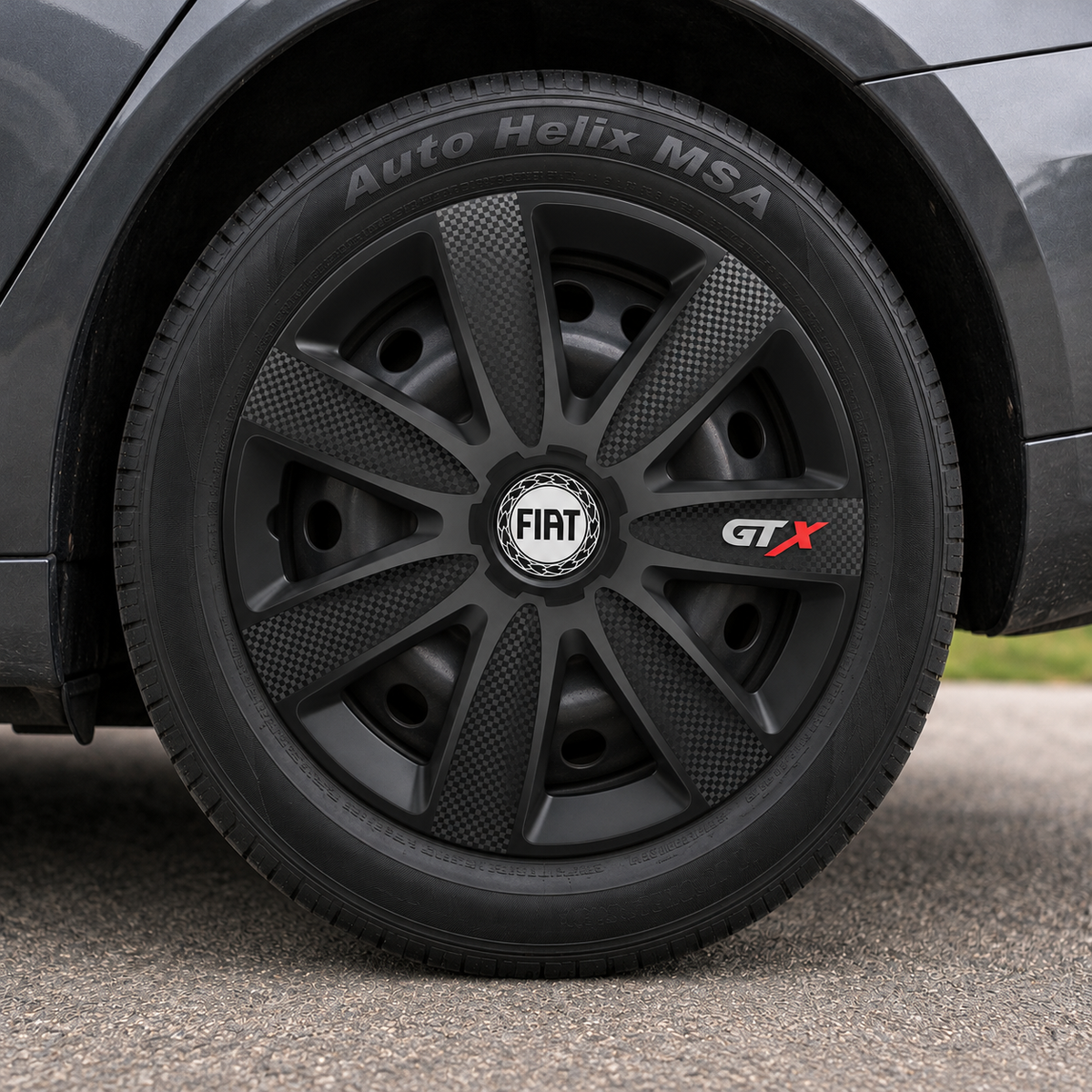 Set 4 Capace Roti GTX Negru Carbon R14, pentru Fiat