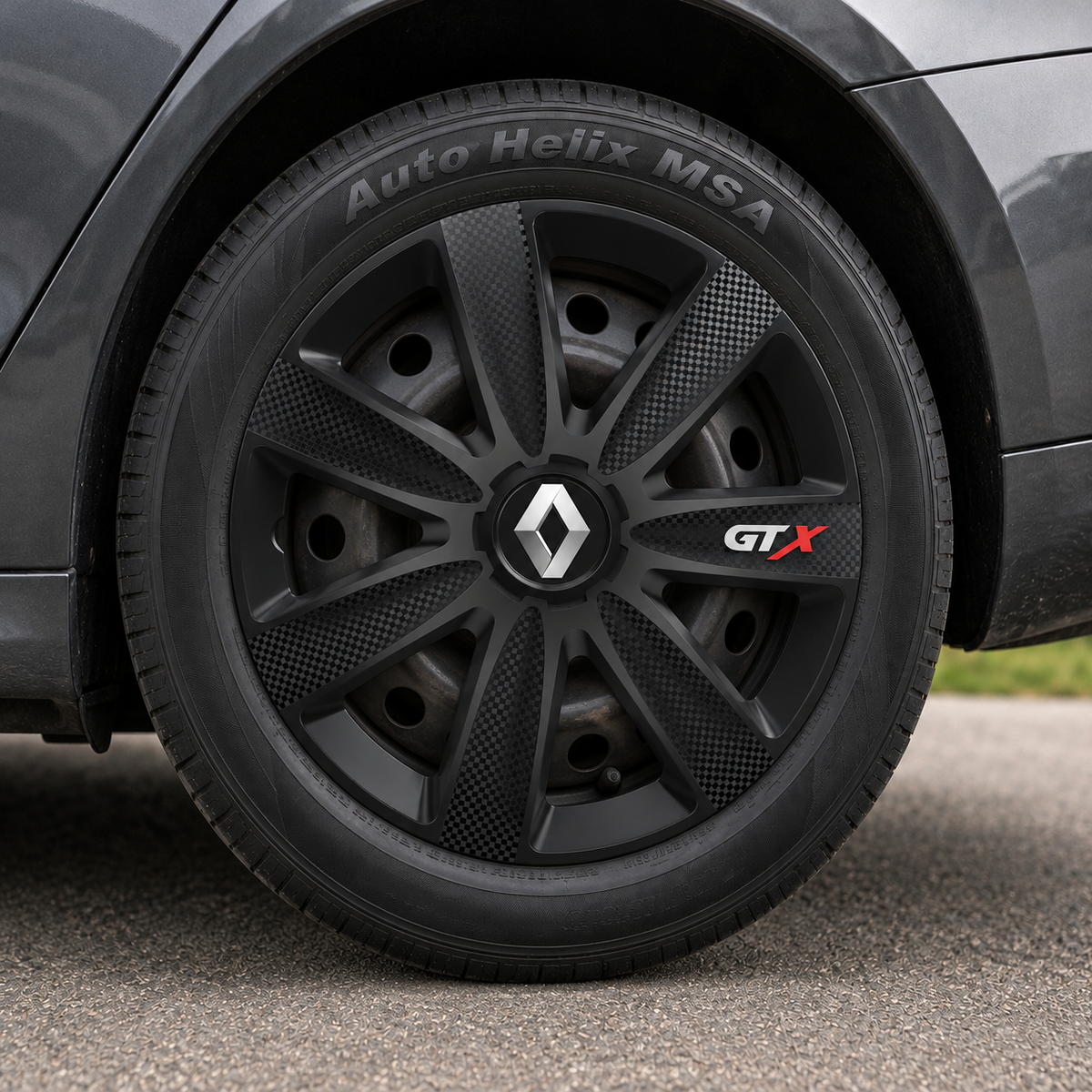 Set 4 Capace Roti GTX Negru Carbon Renault, R15