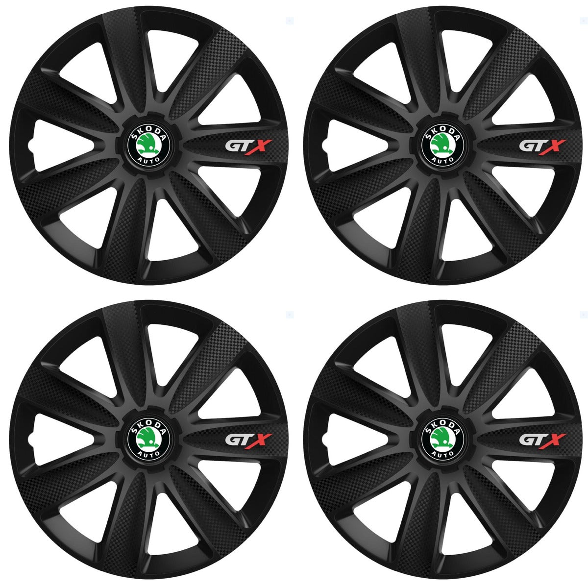 Set 4 Capace Roti GTX Negru Carbon Skoda, R14