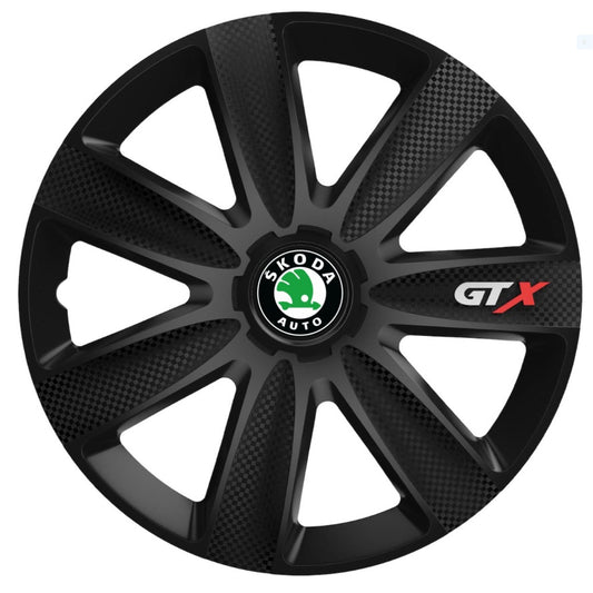 4 db-os GTX fekete karbon Skoda kerékszett, R14