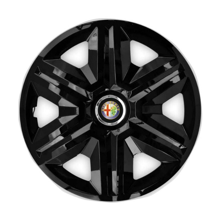 Set 4 capace roti Hubcaps fast black R15 pentru gama auto Alfa Romeo