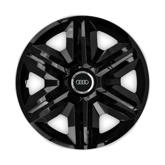 Set 4 capace roti Hubcaps fast black R15 Compatibil Cu Audi
