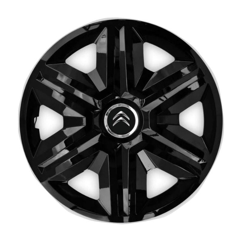 Set 4 capace roti Hubcaps fast black R15 pentru gama auto Citroen