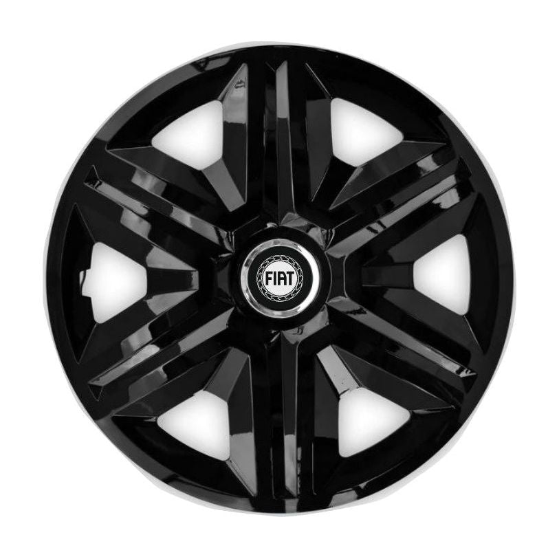 Set 4 capace roti Hubcaps fast black R15 pentru gama auto Fiat