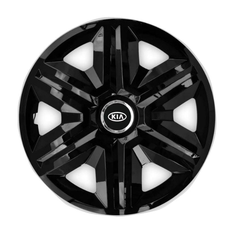 Set 4 capace roti Hubcaps fast black R15 Compatibil Cu Kia