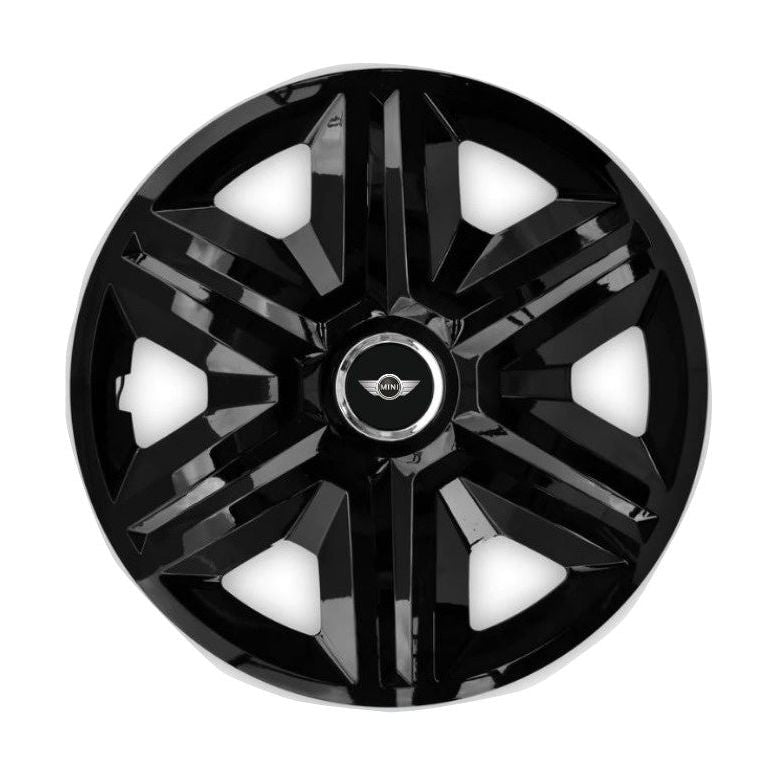Set 4 capace roti hubcaps fast black R15 pentru gama auto Mini Cooper