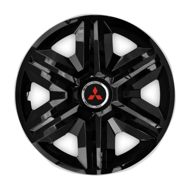 Set 4 capace roti hubcaps fast black R15 pentru gama auto Mitsubishi