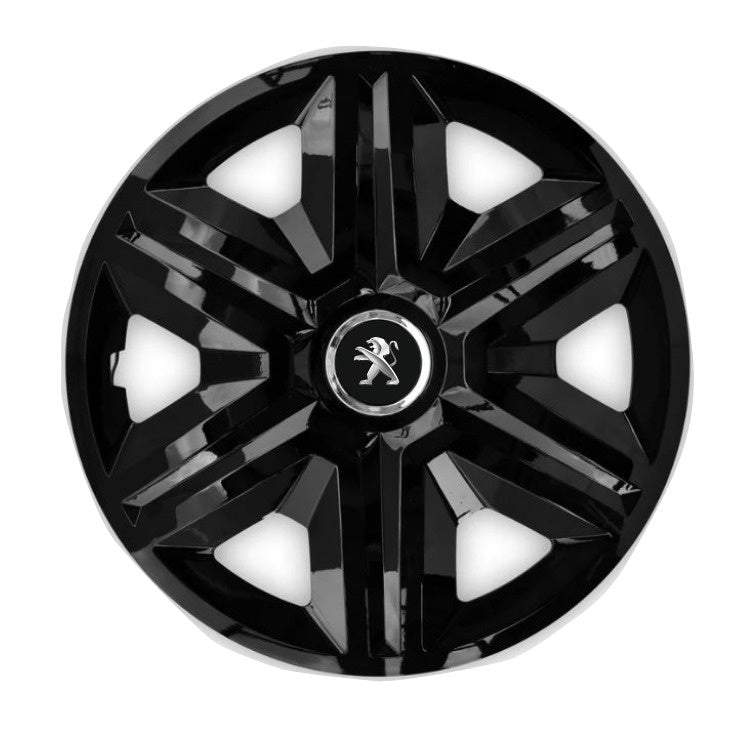 Set 4 capace roti hubcaps fast black R15 Compatibil Cu Peugeot