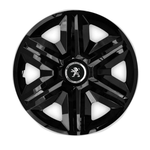 Set 4 capace roti hubcaps fast black R15 Compatibil Cu Peugeot