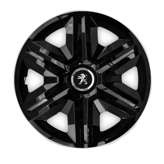 Set 4 capace roti hubcaps fast black R15 Compatibil Cu Peugeot