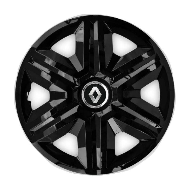 Set 4 capace roti hubcaps fast black R15 Compatibil Cu Renault