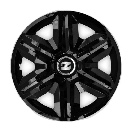 Set 4 capace roti hubcaps fast black R15 Compatibil Cu Seat