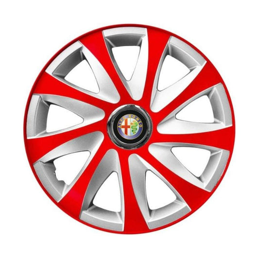 Set 4 capace roti 14 inchi R14 Drift Rosu-Gri, Compatibil cu Alfa Romeo