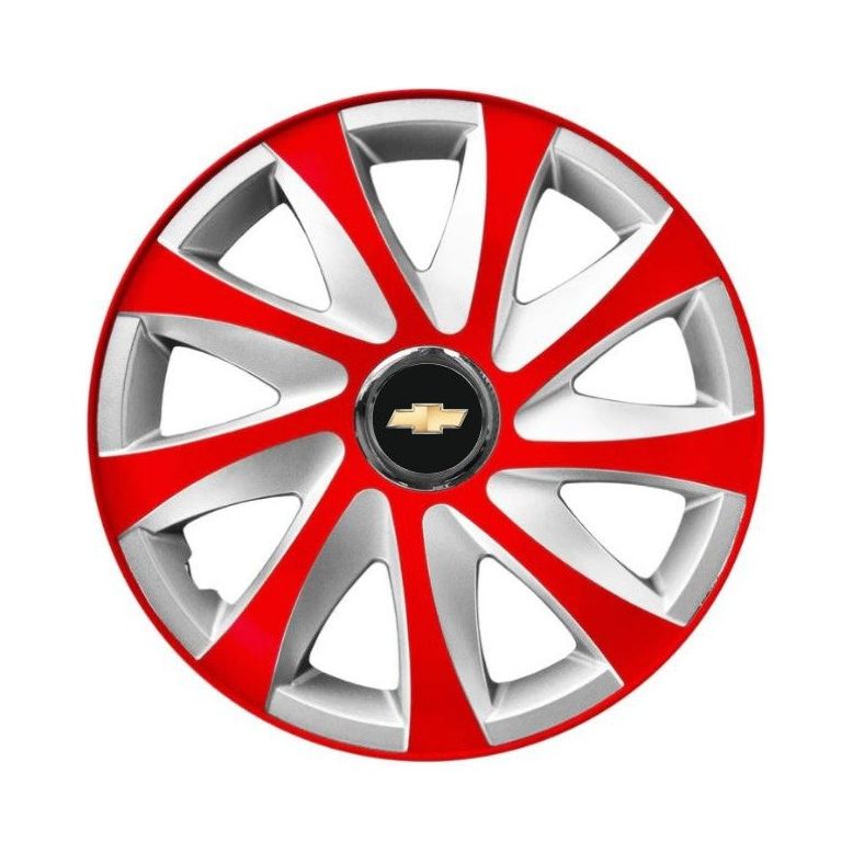 Set 4 capace roti 14 inchi R14 Drift Rosu-Gri, Compatibil cu Chevrolet