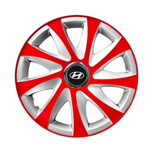 Set 4 capace roti 14 inchi R14 Drift Rosu-Gri, Compatibil cu Hyundai