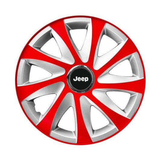 Set 4 capace roti 14 inchi R14 Drift Rosu-Gri, Compatibil cu Jeep