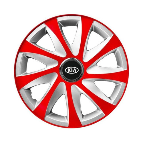 Set 4 capace roti 14 inchi R14 Drift Rosu-Gri, Compatibil cu Kia