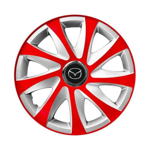 Set 4 capace roti 14 inchi R14 Drift Rosu-Gri, Compatibil cu Mazda