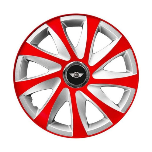 Set 4 capace roti 14 inchi R14 Drift Rosu-Gri, Compatibil cu Mini Cooper