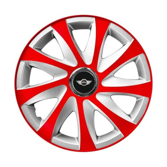 Set 4 capace roti 14 inchi R14 Drift Rosu-Gri, Compatibil cu Mini Cooper