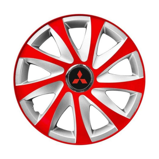 Set 4 capace roti 14 inchi R14 Drift Rosu-Gri, Compatibil cu Mitsubishi
