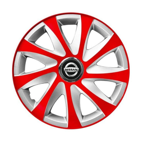 Set 4 capace roti 14 inchi R14 Drift Rosu-Gri, Compatibil cu Nissan