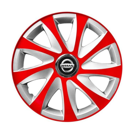 Set 4 capace roti 14 inchi R14 Drift Rosu-Gri, Compatibil cu Nissan