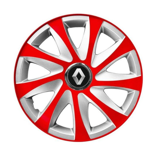 4 db-os 14 colos R14 Drift piros-szürke dísztárcsa szett, Renault kompatibilis