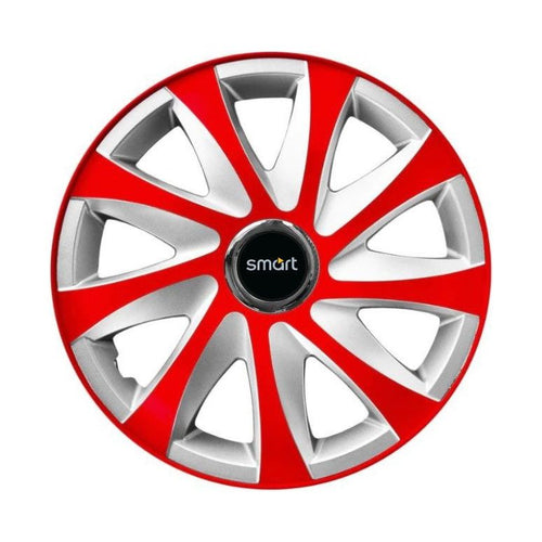 Set 4 capace roti 14 inchi R14 Drift Rosu-Gri, Compatibil cu Smart