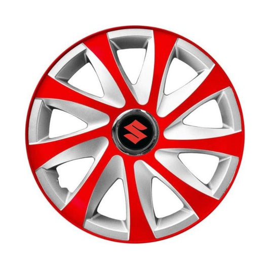 Set 4 capace roti 14 inchi R14 Drift Rosu-Gri, Compatibil cu Suzuki