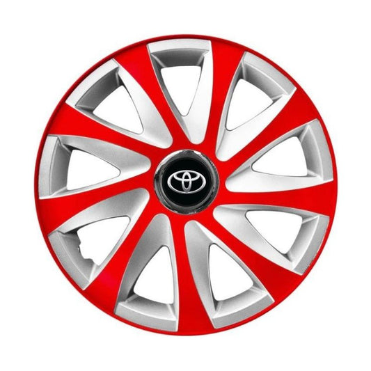 Set 4 capace roti 14 inchi R14 Drift Rosu-Gri, Compatibil cu Toyota