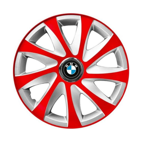 Set 4 capace roti 15 inchi R15 Drift Rosu-Gri, Compatibil cu BMW