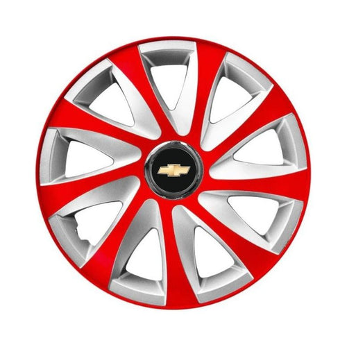 4 db-os 15 colos R15 Drift piros-szürke keréktárcsa szett, Chevrolet-kompatibilis