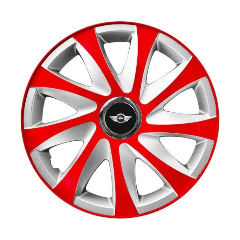 4 db-os 15 colos R15 Drift piros-szürke dísztárcsa szett, Mini Cooper kompatibilis