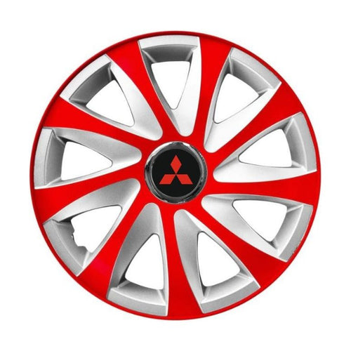 4 db-os 15 colos R15 Drift piros-szürke dísztárcsa szett, Mitsubishi-kompatibilis