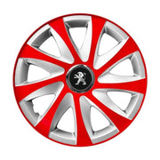Set 4 capace roti 15 inchi R15 Drift Rosu-Gri, Compatibil cu Peugeot